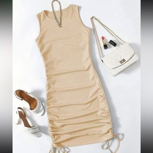 Tan Rippled Sundress.